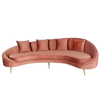 Curved Sofa, Light Gray Color, Fabric Sofa, Modern Minimalist Design, Irregular-shaped Double-person and Triple-person Sofa
