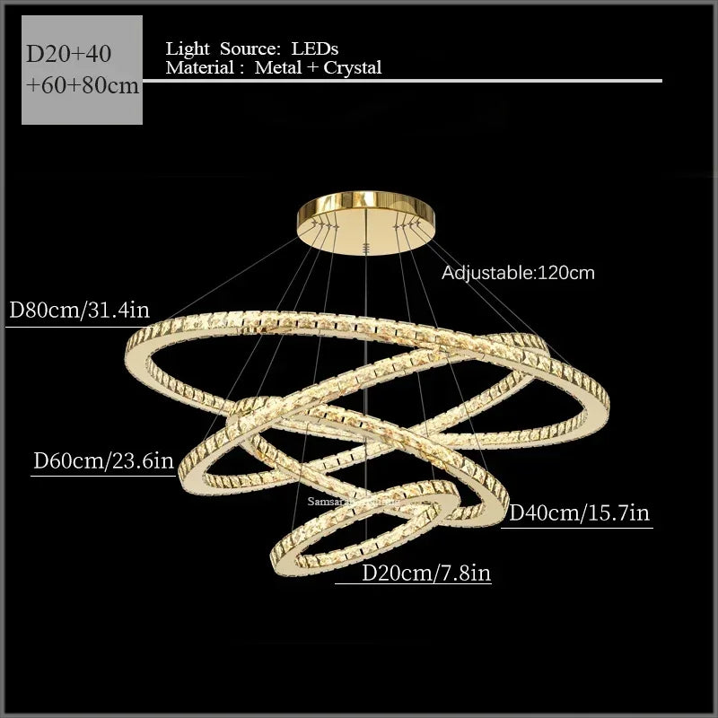 2024 Modern Crystal Ceiling Hanging Chandeliers for Living Dining Table Room Bedroom Lamps Home Decorations Pendant Light Lustre