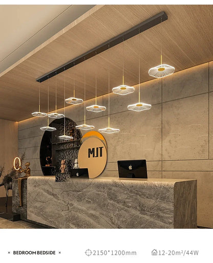 LED Restaurant Chandelier Hanging Pendant Light for Company Hotel Front Desk Lighting Spotlight Lotus Leaf Dining Table Fixtures