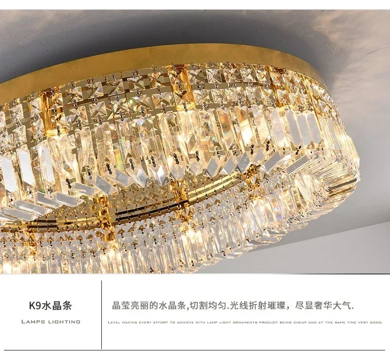 Luxury Modern Minimalist Crystal Glass Round Ceiling Chandelier for  Living Room Bedroom Study Led Indoor Lighting Decor