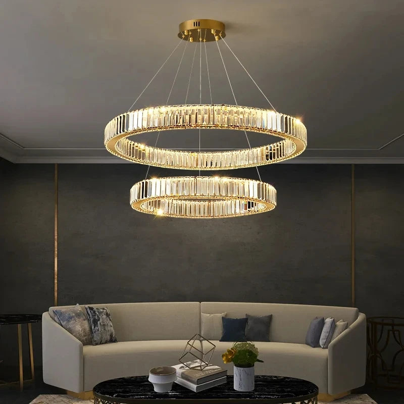 2024 Led Luxury Crystal Ceiling Pendant Lamp Living Room Bedroom Hanging Chandelier Bar Dining Table Light for Room Decor Lustre