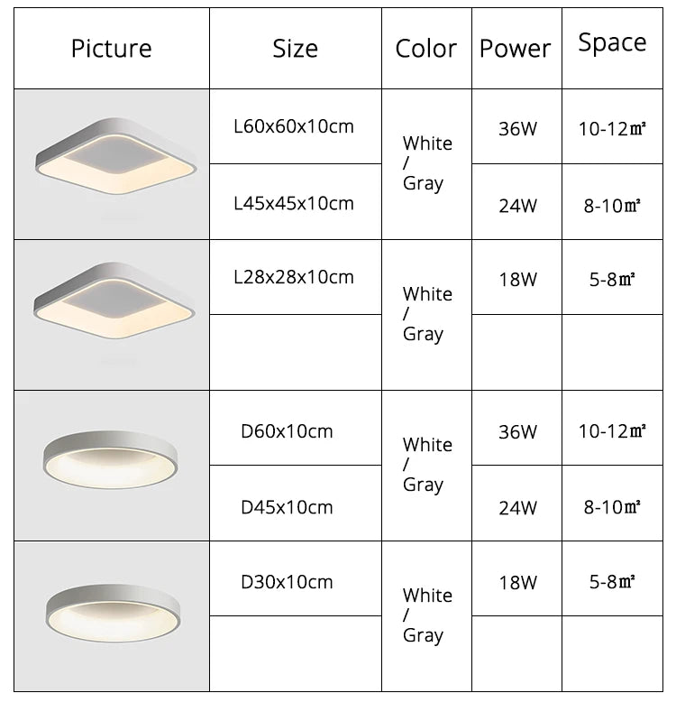 White Grey Modern led Ceiling Lights For Living Room Bedroom Dining Room dimmable Lamp indoor round sqaure Fixtures Lustres