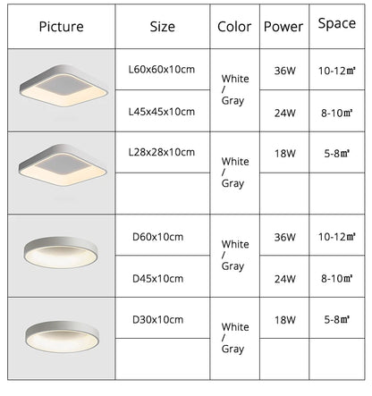 White Grey Modern led Ceiling Lights For Living Room Bedroom Dining Room dimmable Lamp indoor round sqaure Fixtures Lustres