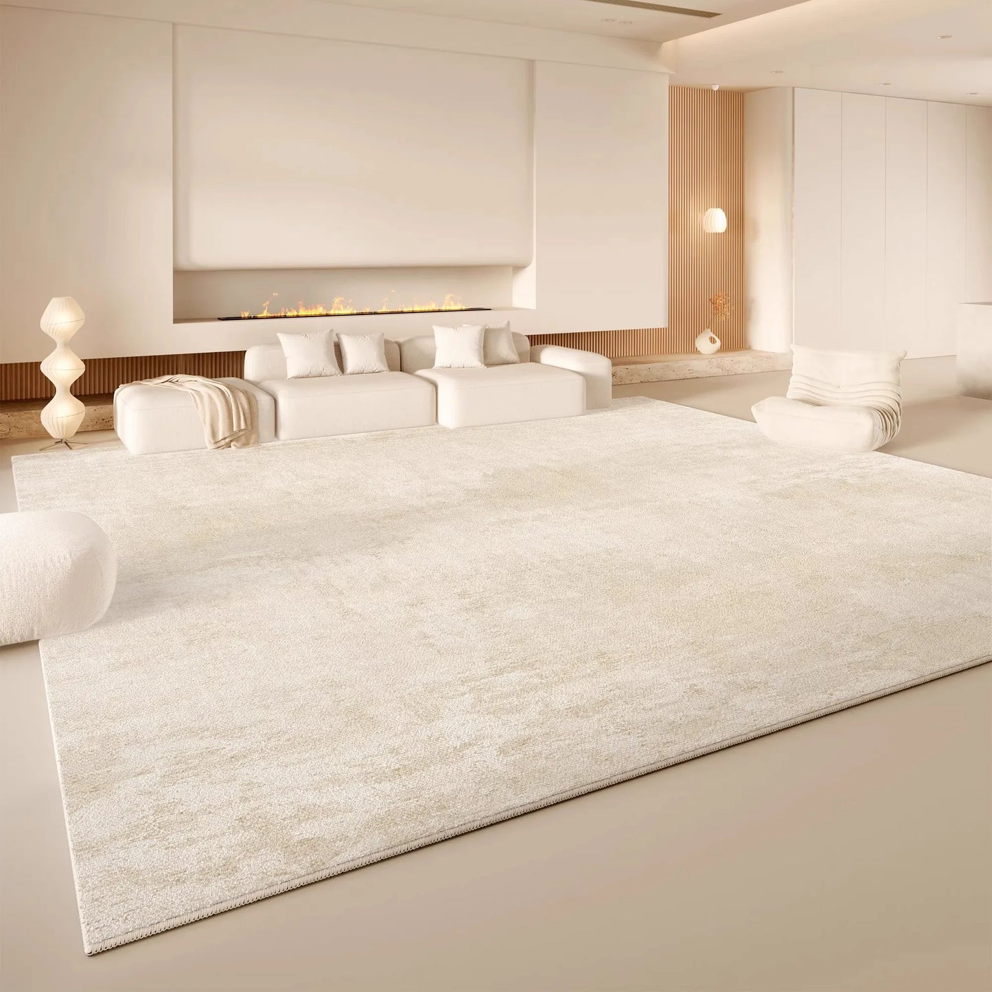 VIKAMA Cream Wind Carpet Living Room Light Luxury Premium Feeling Faux Cashmere Floor Mat Large Full Pave Home Essentials