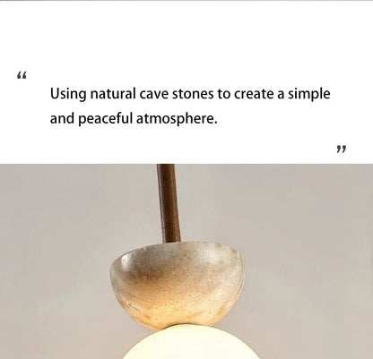 Cream Style Pendant Lamp Bedroom Bedside Led Chandelier Stone Wood Light Designer Bauhaus Medieval Restaurant Bar Small Lights
