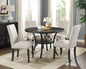 Furniture Biony Dining Collection Espresso Wood Set Fabric Nailhead Chairs
