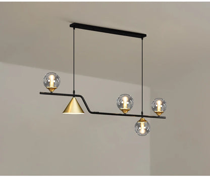 Nordic Black LED Chandelier For Living Room Kitchen Modern Home Indoor Ceiling Lighting Fixtures Glass Ball E14 Hanging Lamps