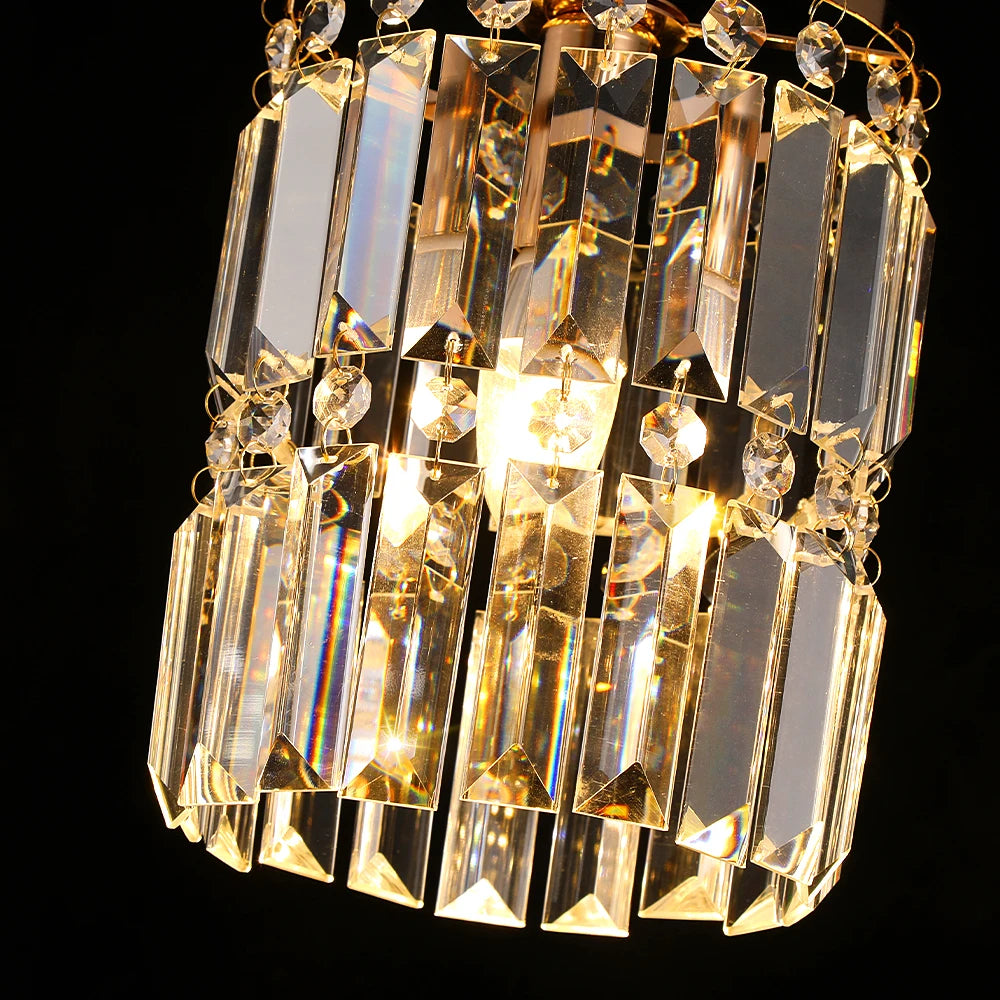 Nordic Copper LED Pendant Light Luxury Crystal Ceiling Lamps Modern Chandelier Lustre Dining Table Bar Kitchen Island Fixtures
