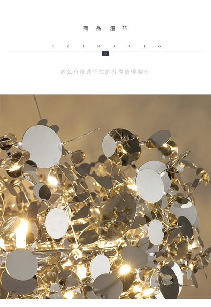 New Stainless Steel Chandelier Post -modern Shallow Luxury Living Room Restaurant Chandelier Gold/chromium Plating Chandelier