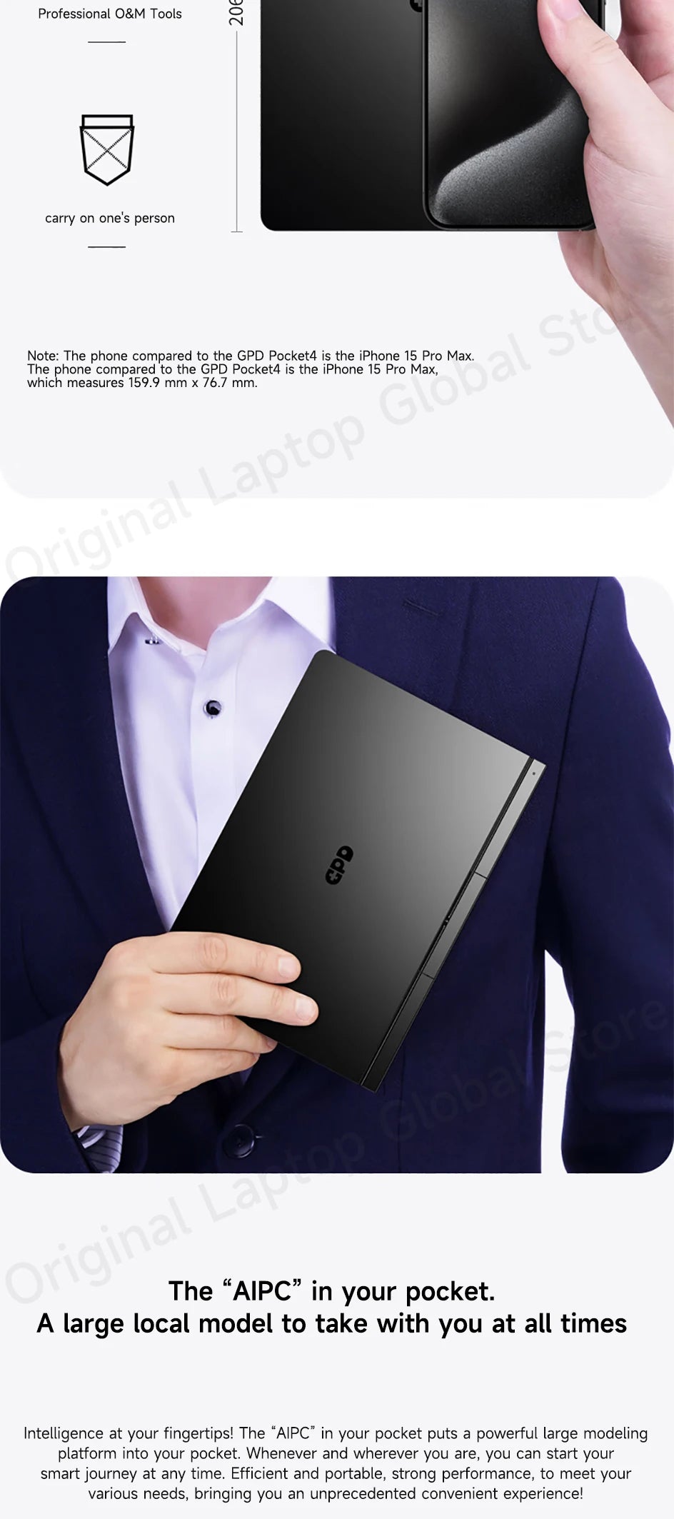 GPD Pocket 4 2025 Model AMD R7 8840U/AI 9 365/AI 9 HX 370 Processor 8.8-inch 2.5K Resolution 144 Hz Refresh Rate Mini Laptop