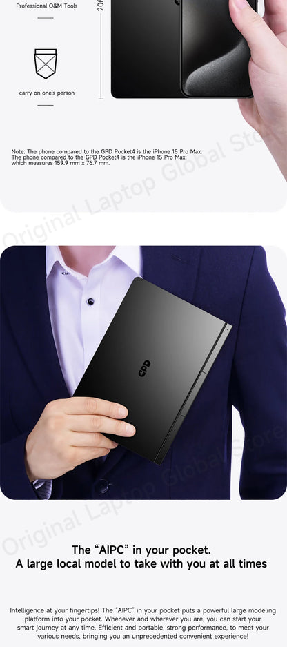 GPD Pocket 4 2025 Model AMD R7 8840U/AI 9 365/AI 9 HX 370 Processor 8.8-inch 2.5K Resolution 144 Hz Refresh Rate Mini Laptop
