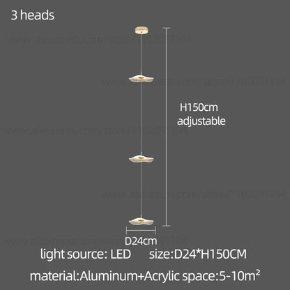 Led Staircase Pendant Lamp Modern Circular Lotus Leaf Living Room Chandelier Designer Villa Style Large Penthouse Chandelier