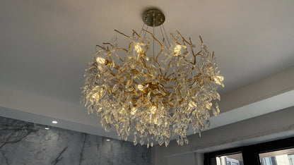 Dining Room Chandelier Long Shaped Dining Room Circular Branch Simple French Luxury Villa Living Room Crystal Lighting Fixtures