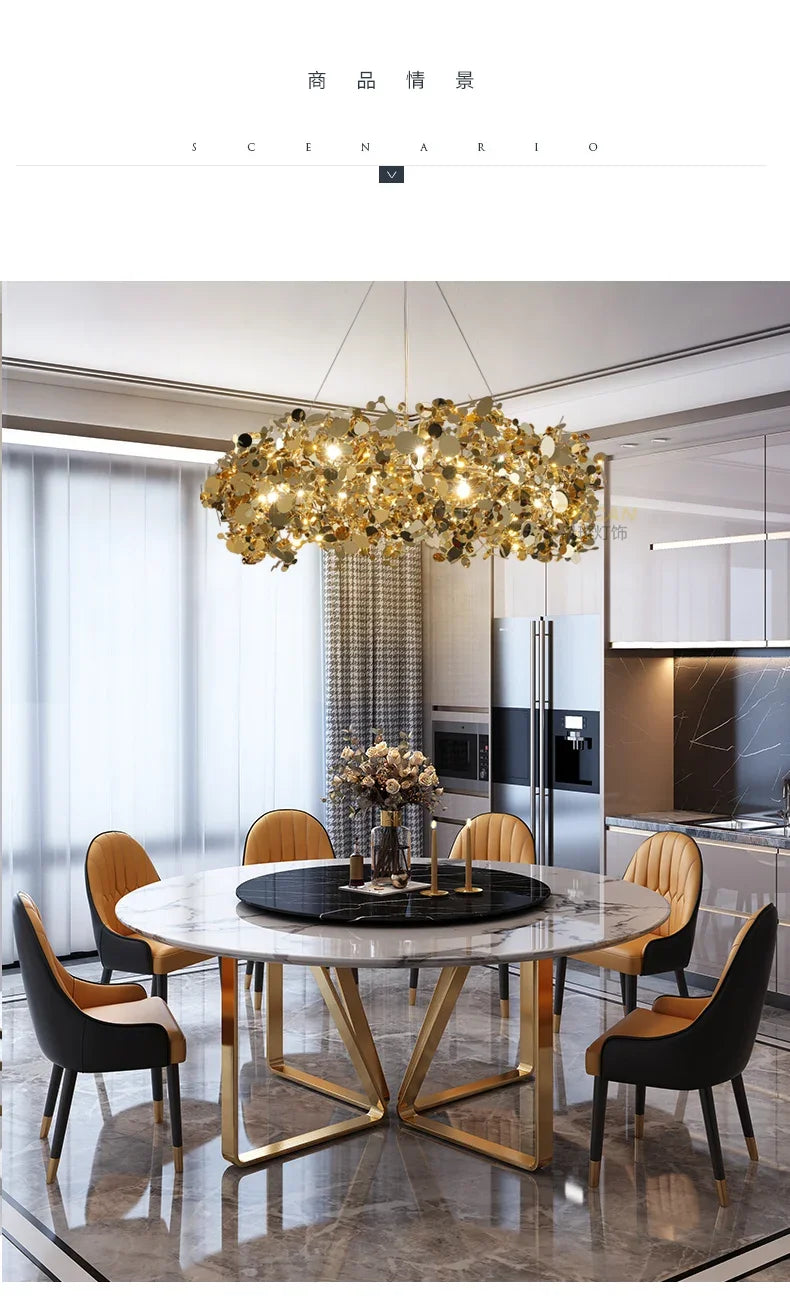 New Stainless Steel Chandelier Post -modern Shallow Luxury Living Room Restaurant Chandelier Gold/chromium Plating Chandelier