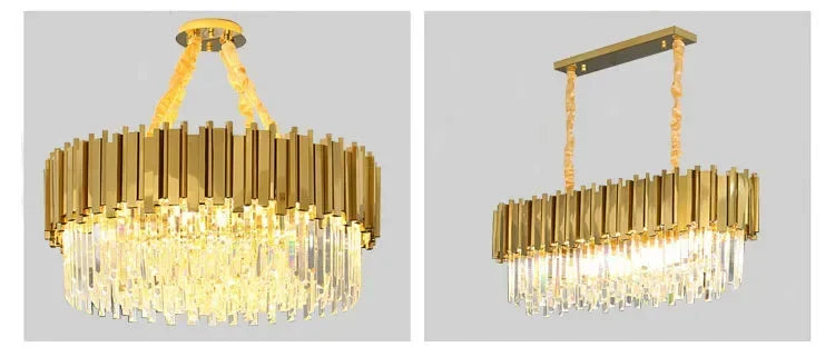 Light luxury golden luxury chandelier interior lighting hotel living room ceiling Led glossy lighting fixture crystal chandelier