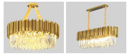 Light luxury golden luxury chandelier interior lighting hotel living room ceiling Led glossy lighting fixture crystal chandelier
