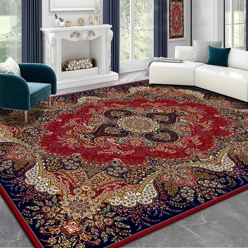 Vintage Persian Red Carpet Living Room High-end Luxury American Hairless Tea Table Rug Bedroom Bed End Anti-slip Large Area Mat