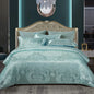 Floral Jacquard Satin Duvet Cover Set Queen 3 Piece Luxury Silk Like Bedding Comforter Covers with Zipper Closure & Corner Ties