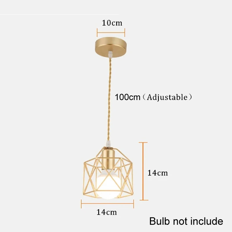 Industrial Pendant Light Adjustable Hanging Lamp for Ceiling Light Fixture Metal Cage Chandelier Lighting for Island Dining Room