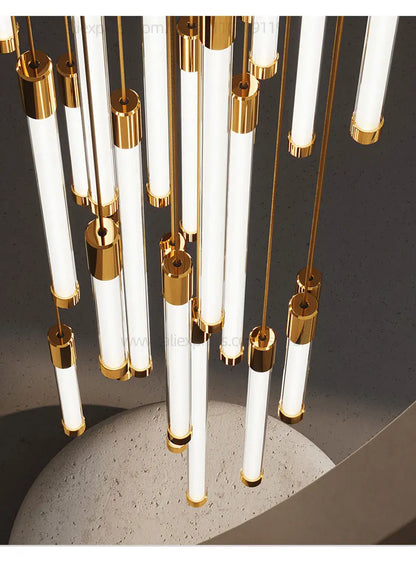 LED Staircase Modern Chandelier Luxury Villa Living Room Lighting Penthouse Home Decor Restaurant Bright High-Rise Chandelier