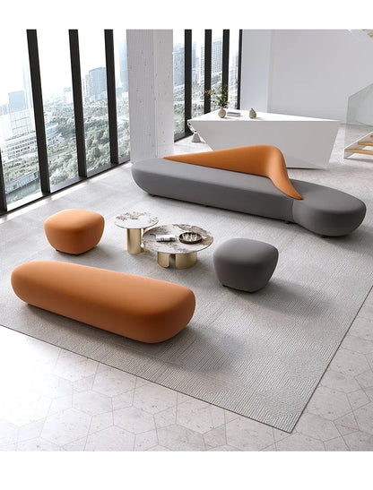 Beige Living Room Sofa European Nordic Sectional Curved Lounge Chaise Couch Puffs Double Lazy Italian Divano Soggiorno Furniture