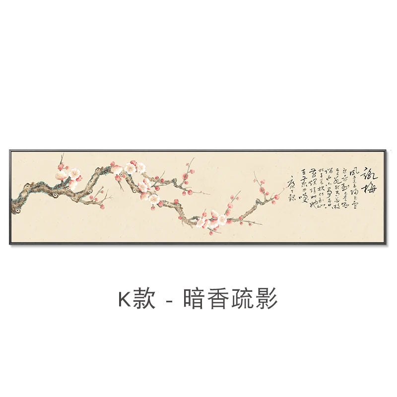 New Chinese Zen Flower and Bird Bedhead Painting Living Room Decoration Painting Sofa Background Wall Mural Painting Home Decor