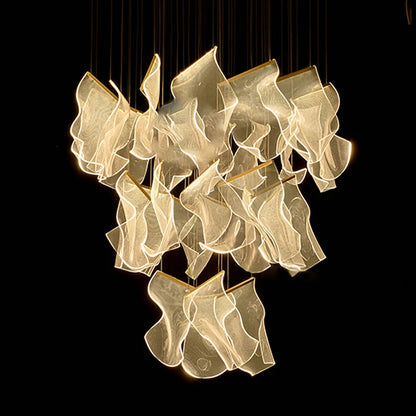 Light Guide LED Modern Chandelier living room decor lighting Duplex Rotating Stairs Pendant Lamp Dining room Hanging Lights