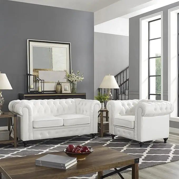 Chesterfield Sofa Set Living Room Chair Juegos Leather Couch Sofa Chair for Bedroom Modern Chesterfield Tufted Leather Chair