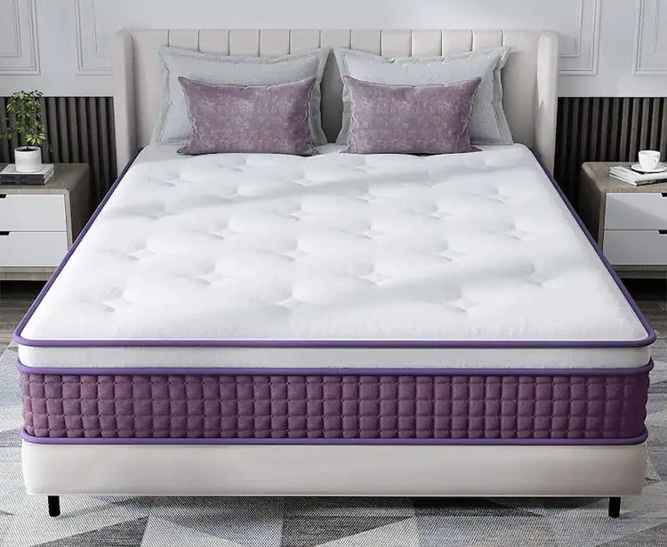 High Quality Vacuum Packed Latex Purple Mattress king Size Roll up Bed Spring Mattress in Box