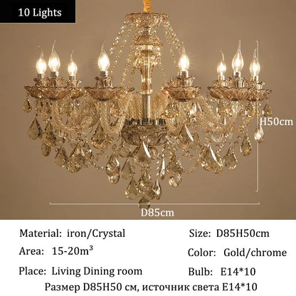 Luxury Home Crystal Chandeliers Villa Lighting for Living Room Decorate Ceiling Pendant Lamps Indoor Hanging Led Lights Fixture