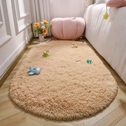 Thicken Faux Fur Area Rugs Oval fluffy Long Hair Carpet Floor mats plush Soft door Mat bedside carpets for bedroom living room