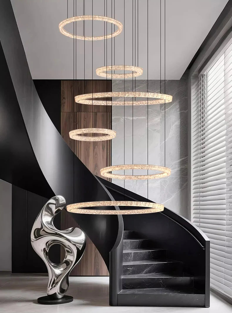 Modern ring stairs led lights pendant light lamps for living room led Chandeliers for dining room hanging light indoor lighting
