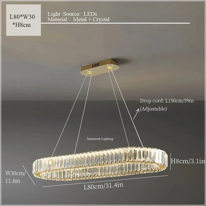 2024 Led Luxury Crystal Ceiling Pendant Lamp Living Room Bedroom Hanging Chandelier Bar Dining Table Light for Room Decor Lustre