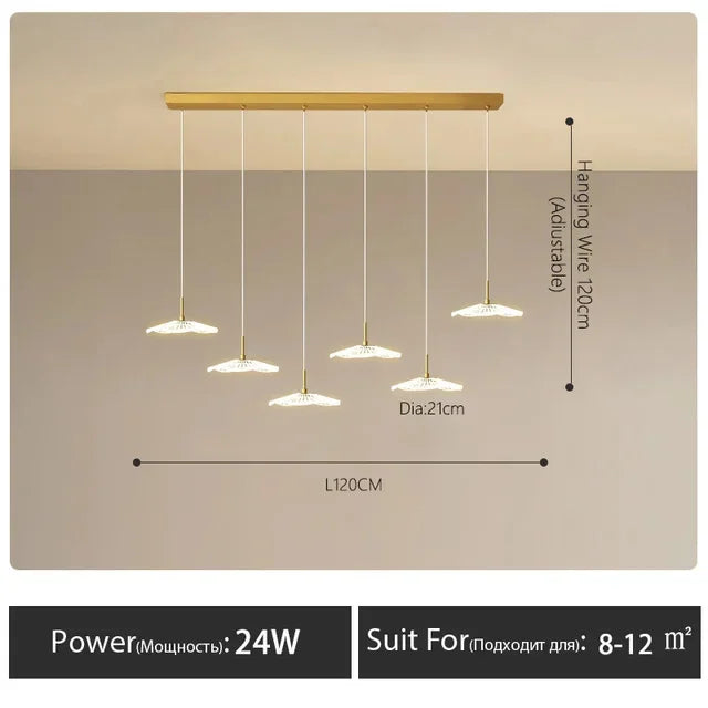 LED Restaurant Chandelier Hanging Pendant Light for Company Hotel Front Desk Lighting Spotlight Lotus Leaf Dining Table Fixtures