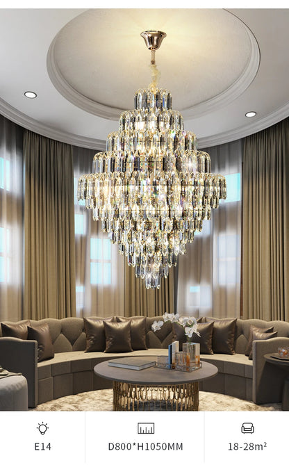 Designer LED Light Luxury Villa Main Hall Crystal Chandelier Luxury Hotel Restaurant Sales Office Custom Lights Pendant lights