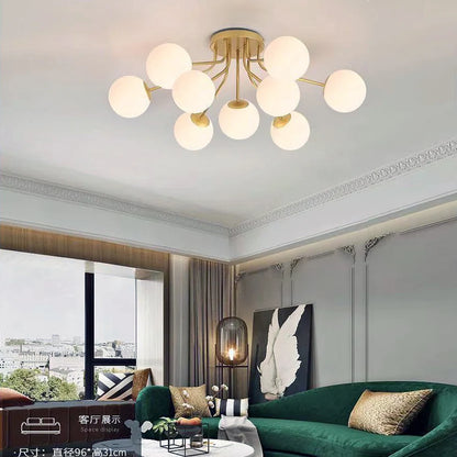 Nordic Milk White Glass Chandel Ceiling Lights for Living Room Bedroom LED Chandelier Kitchen Light Black Lighting Light Fixture