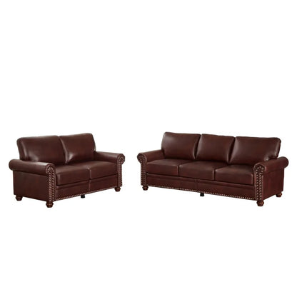 Living Room PU Leather Sofa with Storage Sofa 2+3 Sectional Burgundy Faux Leather Sofa Set For Home Office