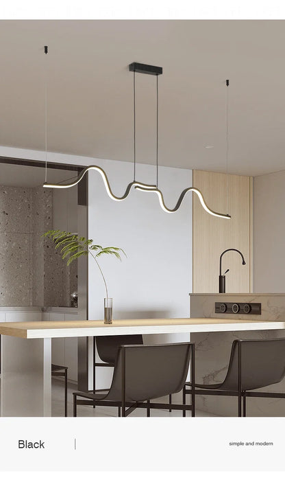 Modern LED Pendant Light Creative Nordic Linear Hanging Chandelier for Tubular Restaurant Kitchen Office Coffee Indoor Lamps