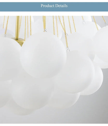 Nordic Bubble Glass Chandelier for Living Dining Table Room Decoration Frosted Glass Gold Black LED Ceiling Pendant Light