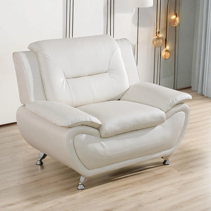 Modern Compact 1-Seat Sofa in White Faux Leather: Easy-Clean, Sturdy & Space-Saver for Small Rooms