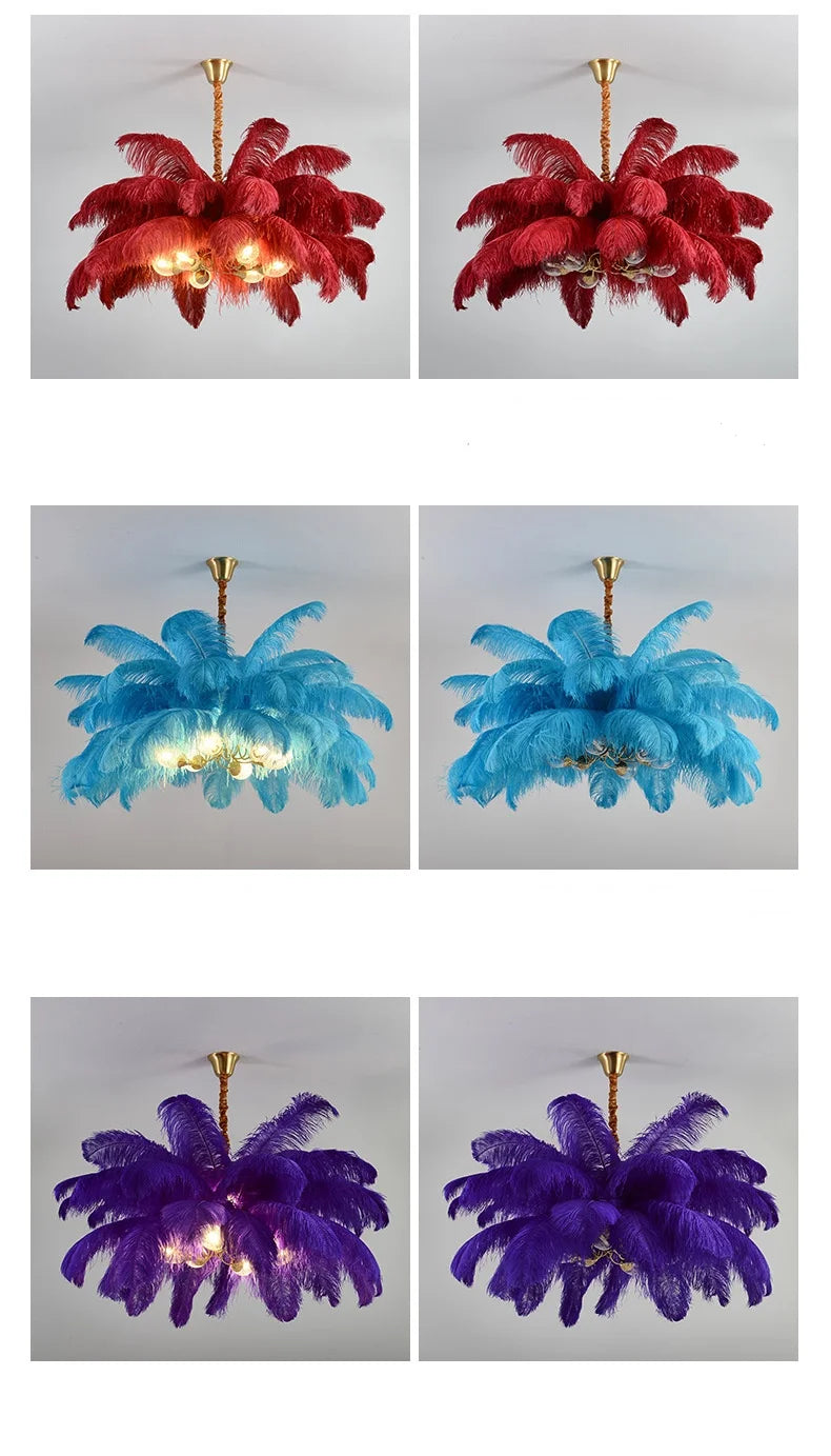 Feather Chandelier Ceiling Lamp LED Pendant Light Nordic Home Decor Lustre Modern Chandelier Pendant Light for Living Room