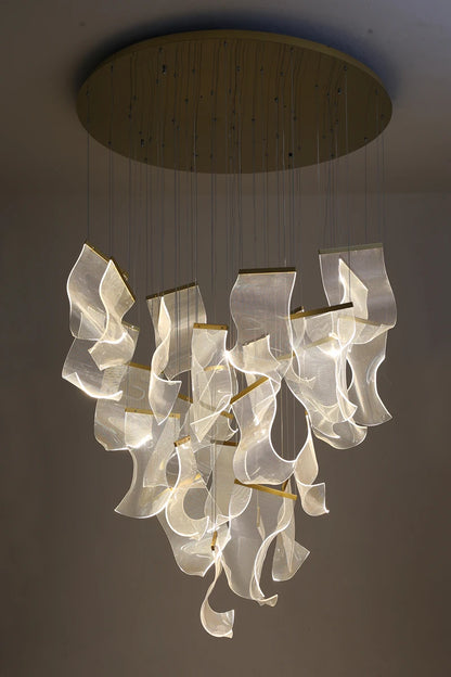 Light Guide LED Modern Chandelier living room decor lighting Duplex Rotating Stairs Pendant Lamp Dining room Hanging Lights