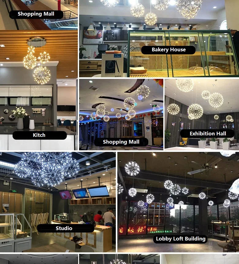 Chandelier Shop Commercial Spark Ball Full Sky Star Milk Tea Shop Restaurant Exclusive Network Bar Creative Art Decoration Light