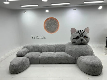 Cat-shaped cartoon animal sofa living room creative size apartment fabric plush sofa