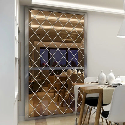 10/17/32/58pcs 3D Mirror Stickers Acrylic Triangles Self-adhesive Diamonds DIY Wall Mirror Stickers for Living Room Home Decor