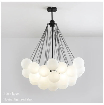 Nordic Bubble Glass Chandelier for Living Dining Table Room Decoration Frosted Glass Gold Black LED Ceiling Pendant Light