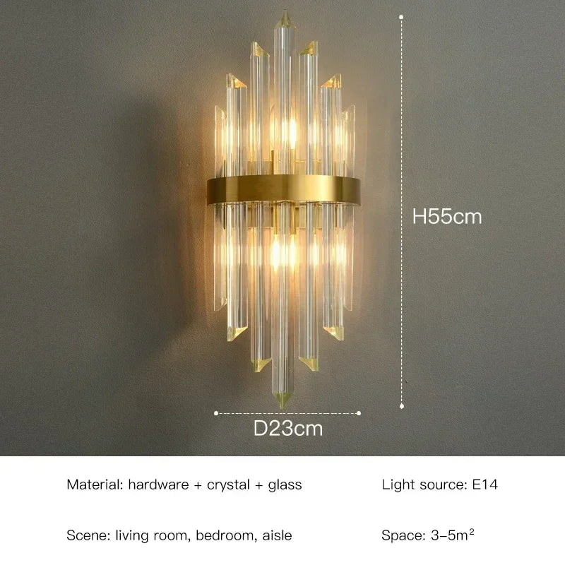 LED Luxury Crystal Wall Lamps For Living Room Hall Foyer Hotel Indoor Home Art Decor Wall Sconces Gold Bedside Lights Wall Light