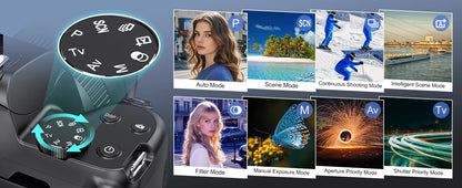4K HD Digital Camera for Photography Auto Focus 12X Optical Zoom Vlogging Camera for YouTube 72MP WiFi Livestream Video Cameras