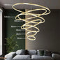 Modern LED pendant lights suitable for bedrooms, living rooms, and dining rooms. Circular ceiling chandelier, home lighting.