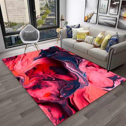 HD Colour Fluid Irregular Illusion Marble 3D Carpet Rug for Home Living Room Sofa Doormat Decor,kids Area Rug Non-slip Floor Mat